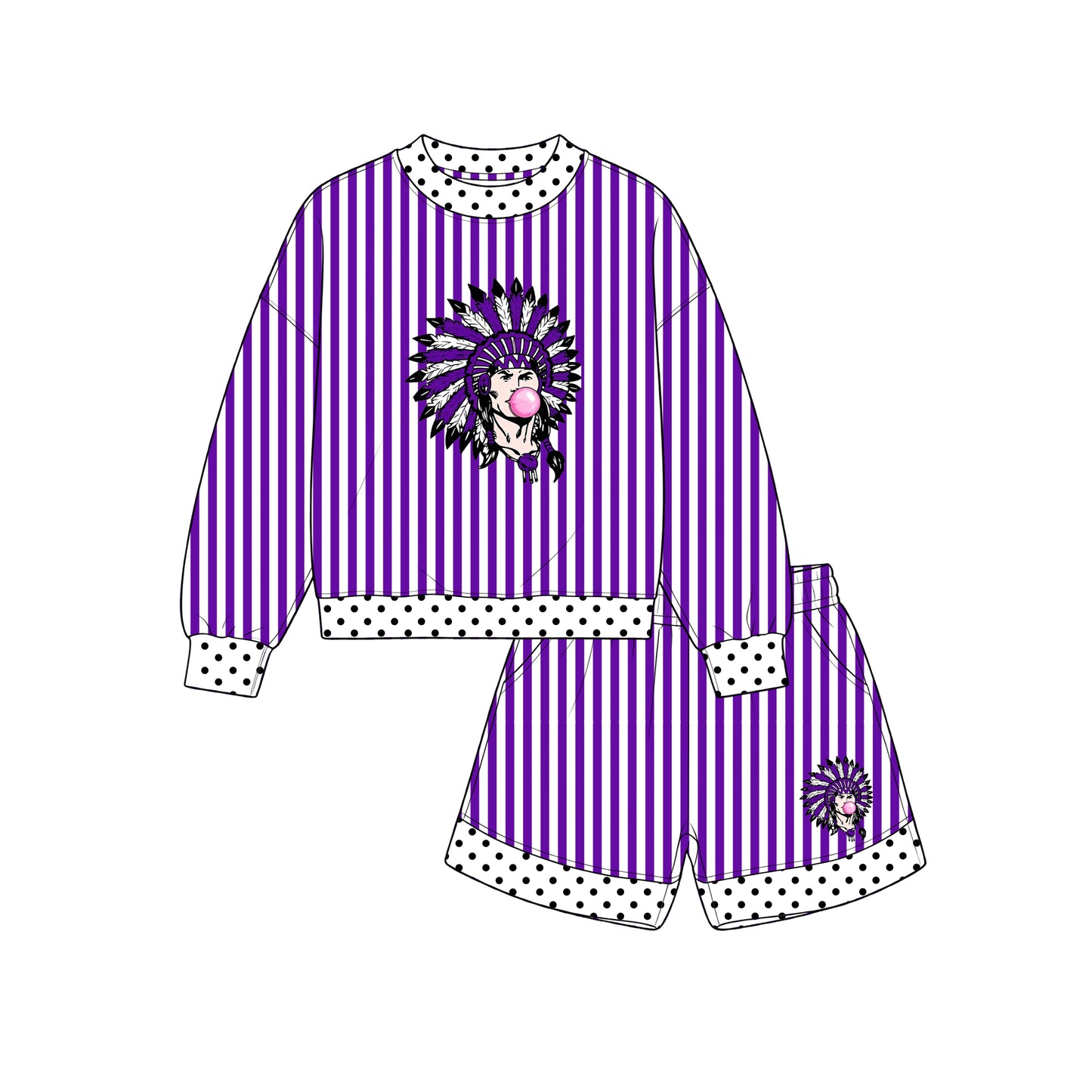 custom moq 5 mix size XY071705 Baby Kids Stripe Long Sleeve Top Shorts Team Clothes Set