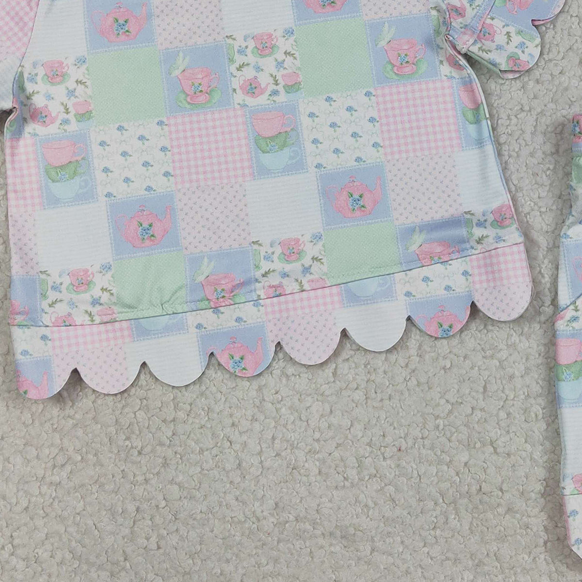 RTS NO MOQ GSSO3229 Baby Girls Colorful Flowers Checked Top with Scallop Shorts Outfit Set