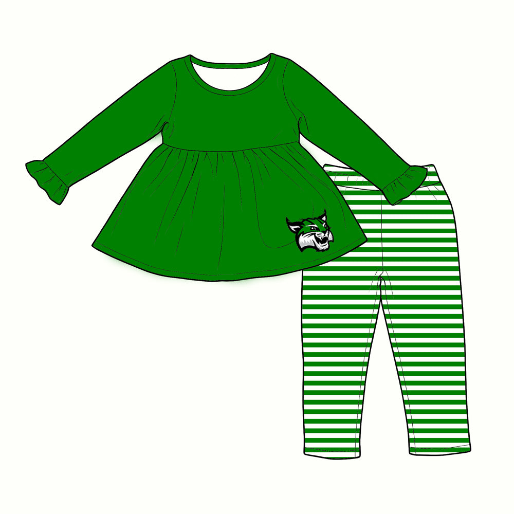 custom moq 5 mix size XY070404 Baby Kids Green Top And Pants Casual Fashion Outfit Set