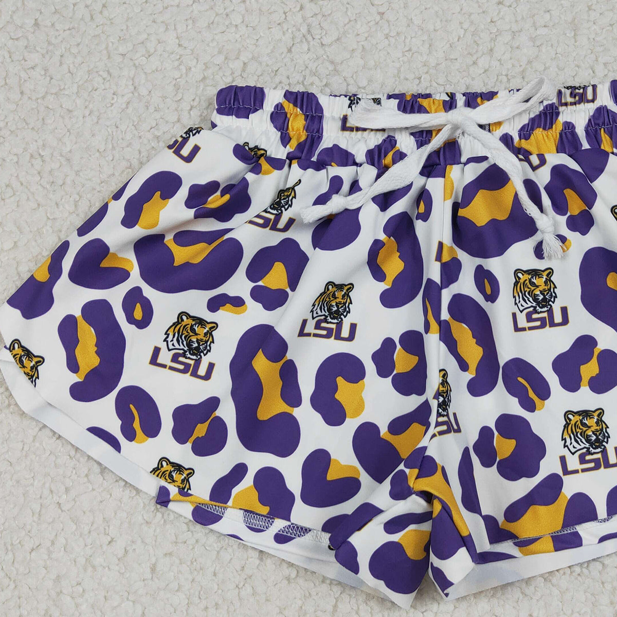 RTS NO MOQ SS0821 Baby Girls Purple Leopard Active Yoga Shorts Team Butterfly Bottoms for Kids