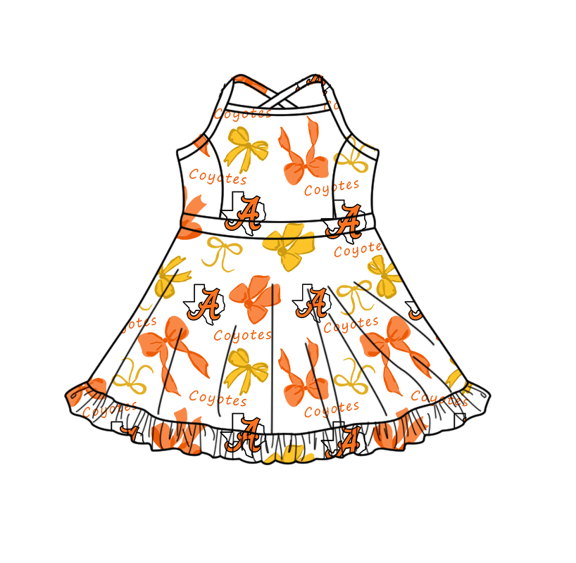 custom moq 5 mix size XY063005 Baby Girls Bows Print Strap Knee Length Yoga Skort Dress
