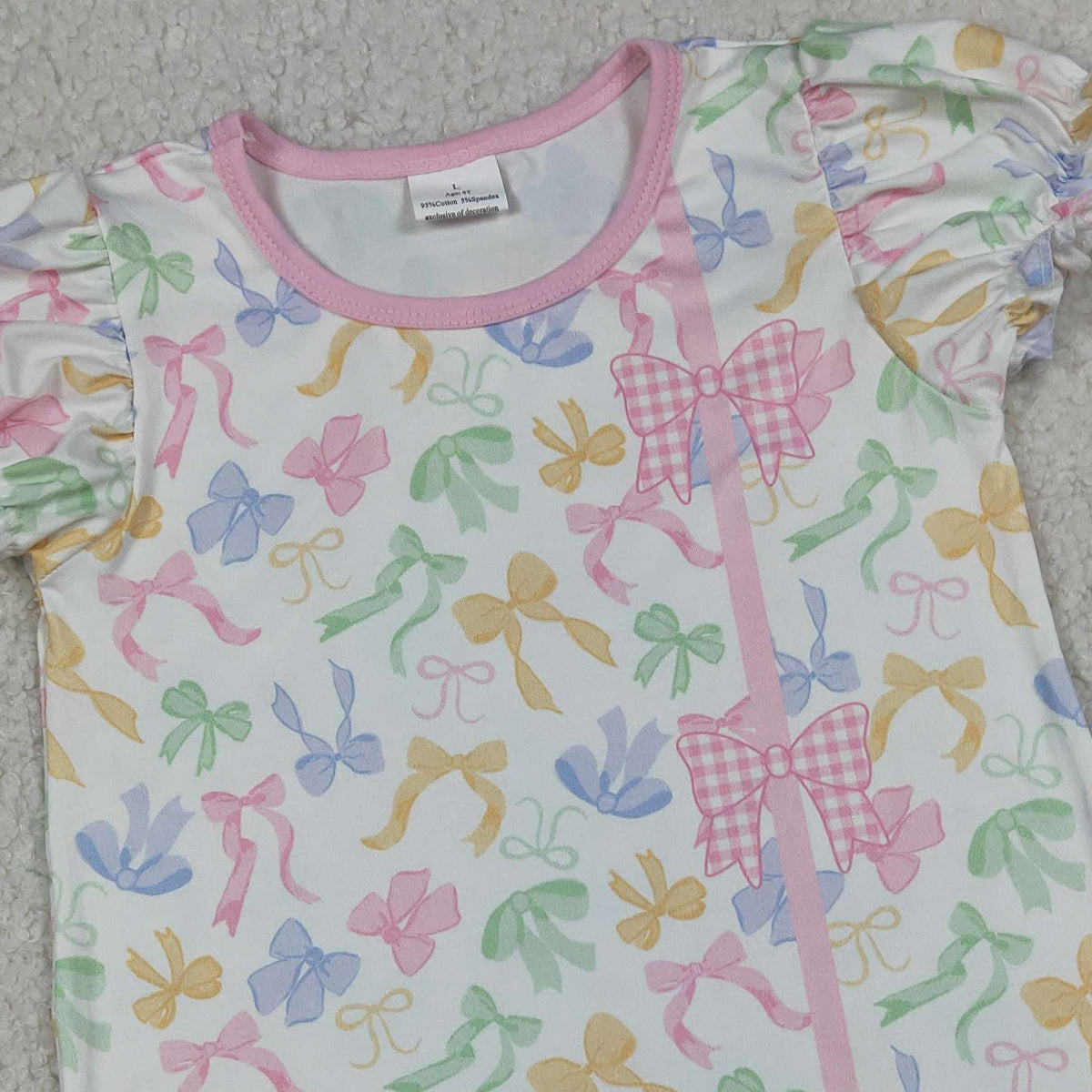 RTS NO MOQ GSD3245 Baby Girls Scallop Edge Knee-Length Dress Colorful Bows