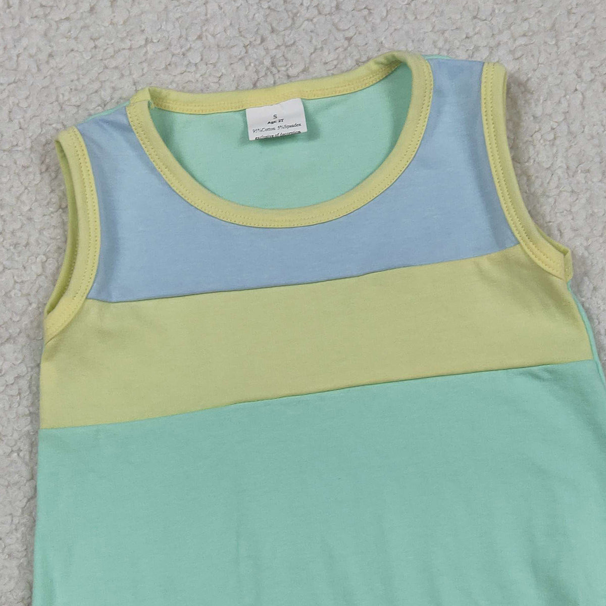 RTS NO MOQ SR3660 Baby Boys Sleeveless Rompers Blue Yellow Aqua Rompers for Infants