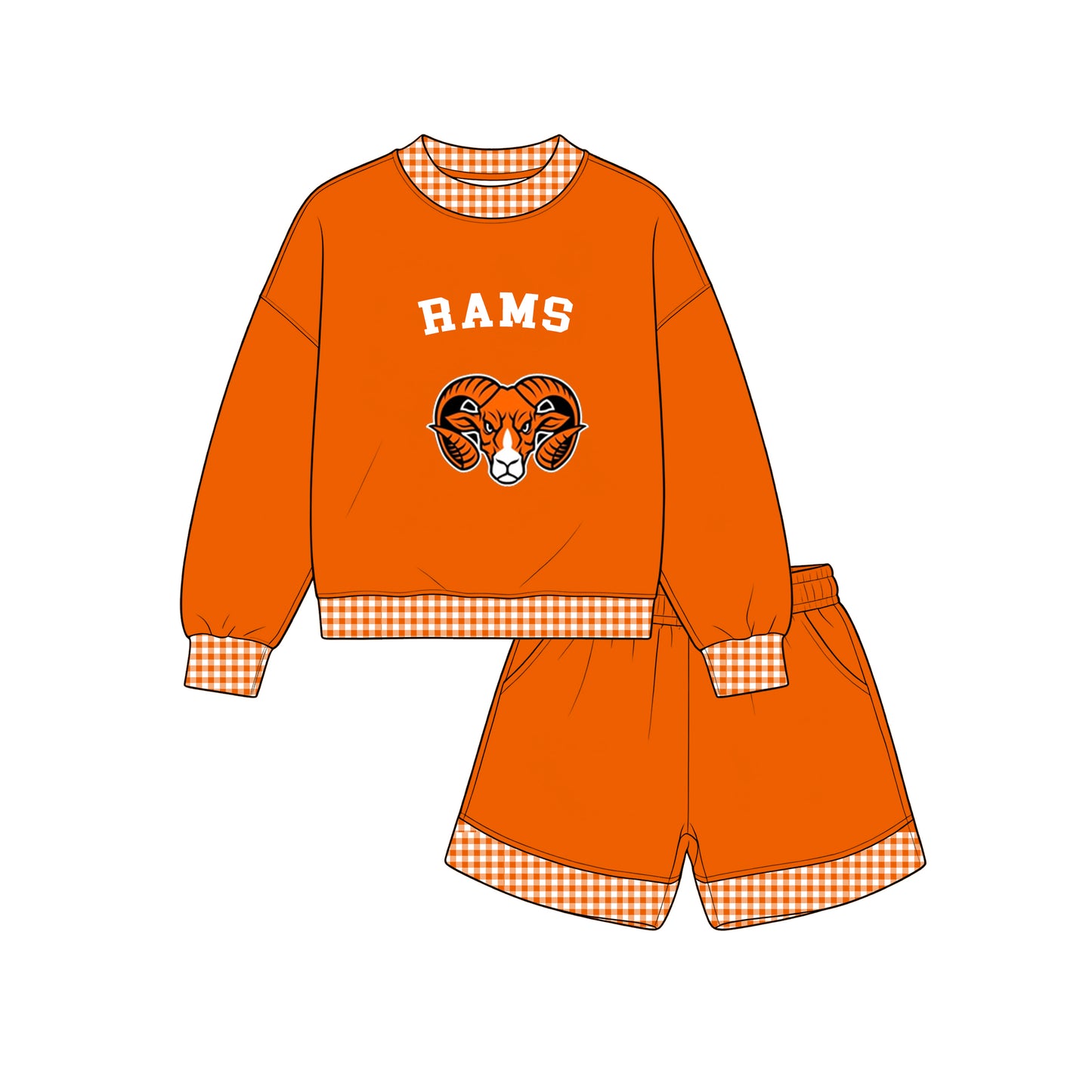 custom moq 5 mix size XY071605 Baby Kids Checked Long Sleeve Top Shorts Team Clothes Set