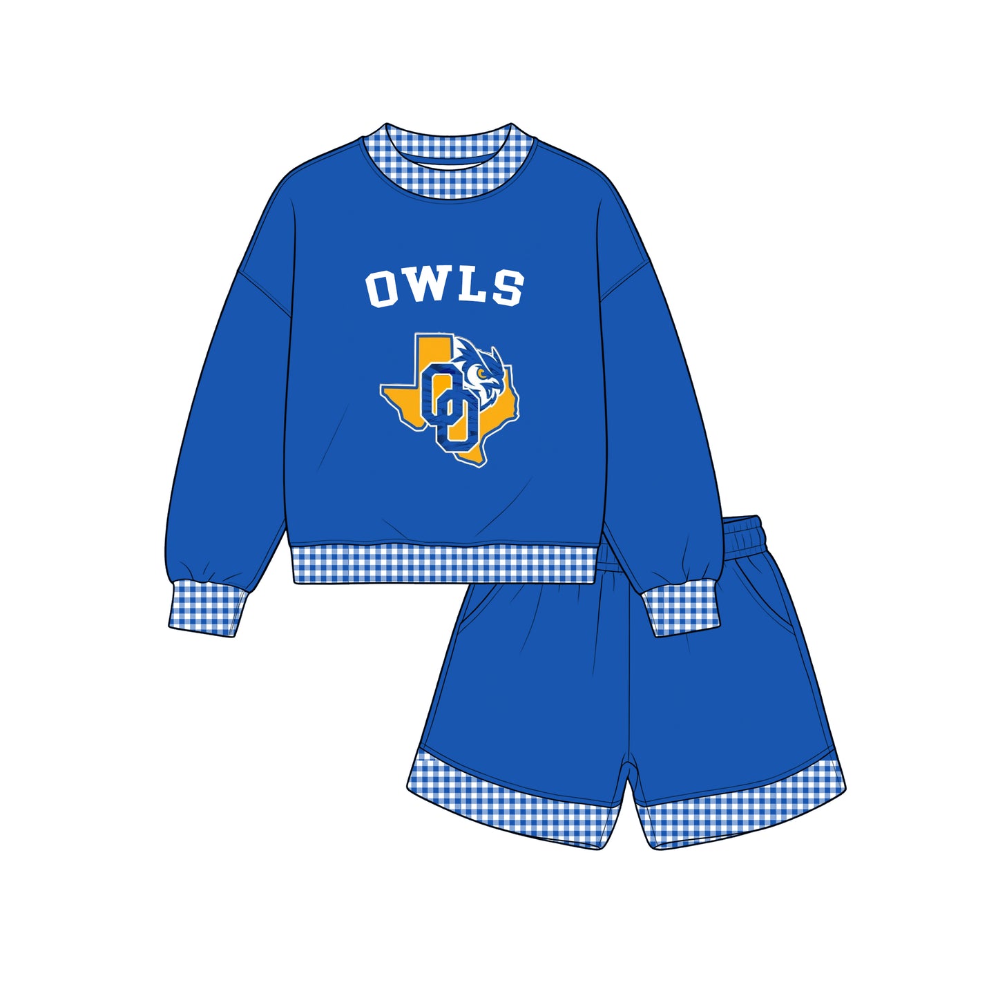custom moq 5 mix size XY071505 Baby Kids Checked Long Sleeve Top Drawstring Shorts Team Clothes Set