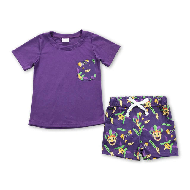 RTS NO MOQ Sibling Baby Boys Hamburger Taco Shirt Top Shorts Clothes Sets