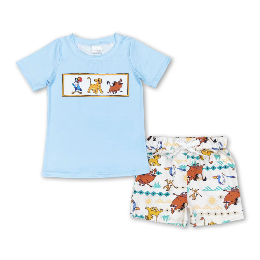 RTS NO MOQ Sibling Baby Boys Bear Tiger Shirt Shorts Clothes Sets