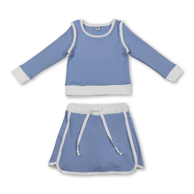RTS NO MOQ Sibling Baby Girls Long Sleeve Top Skirts Shorts Yoga Active Clothes Sets