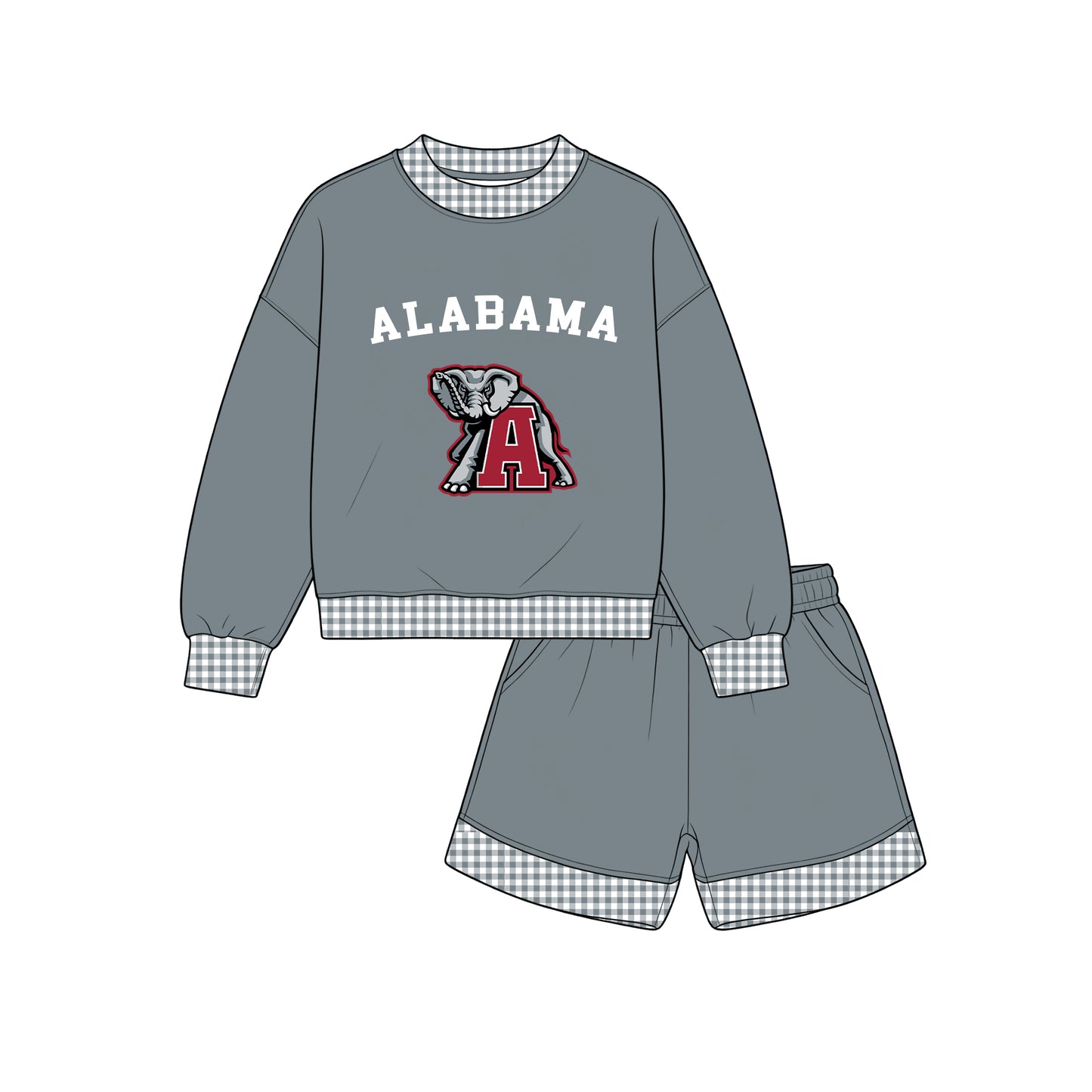 custom moq 5 mix size XY071605 Baby Kids Checked Long Sleeve Top Shorts Team Clothes Set
