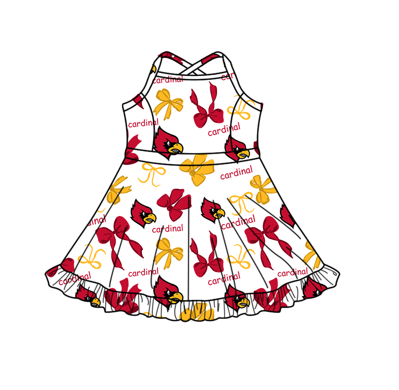 custom moq 5 mix size XY062605 Baby Girls Bows Print Strap Knee Length Skort Yoga Active Dress