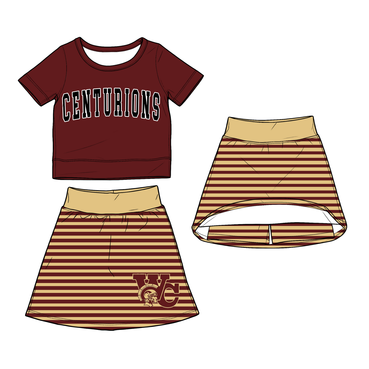 custom moq 5 mix size XY062503 Baby Girls Cute Short Sleeve Top Striped Skirt  Outfit Set