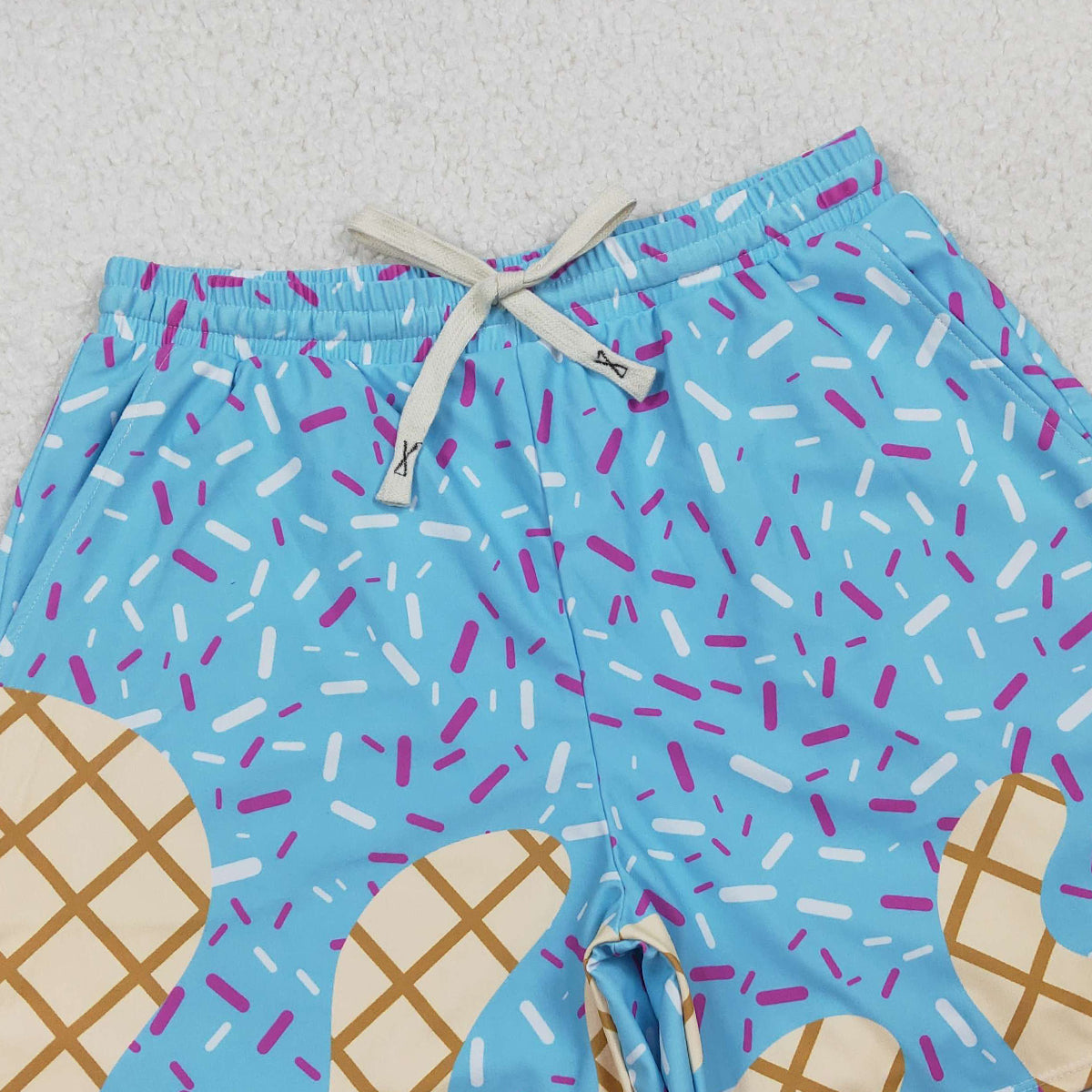 RTS NO MOQ S0578 Adult Men's Blue Drip Sprinkles Team Swimming Trunks Bottom