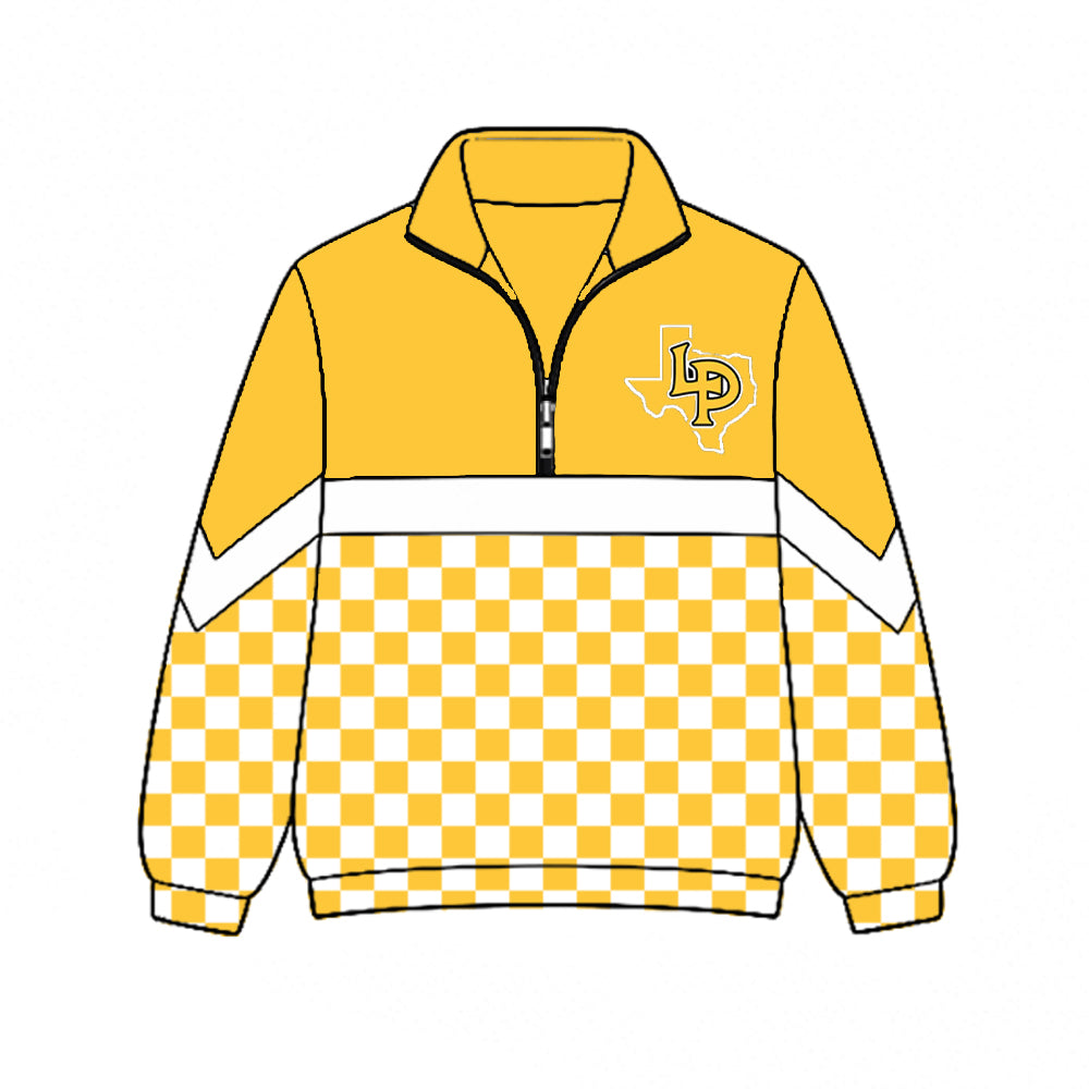 custom moq 5 mix size XY072205 Baby Kids Checked Zip Pullover Long Sleeve Team Top