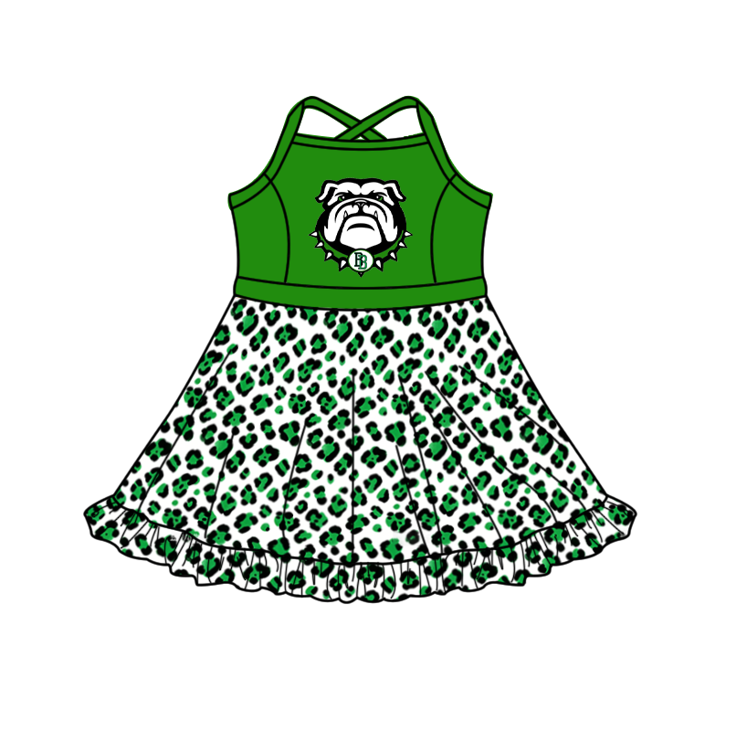 custom moq 5 mix size XY062705 Baby Girls Leopard Print Strap Knee Length Skort Yoga Active Dress