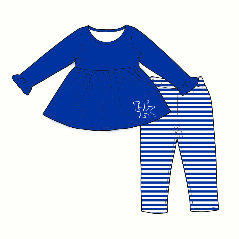 custom moq 5 mix size XY070405 Baby Kids Blue Top And Pants Casual Fashion Outfit Set