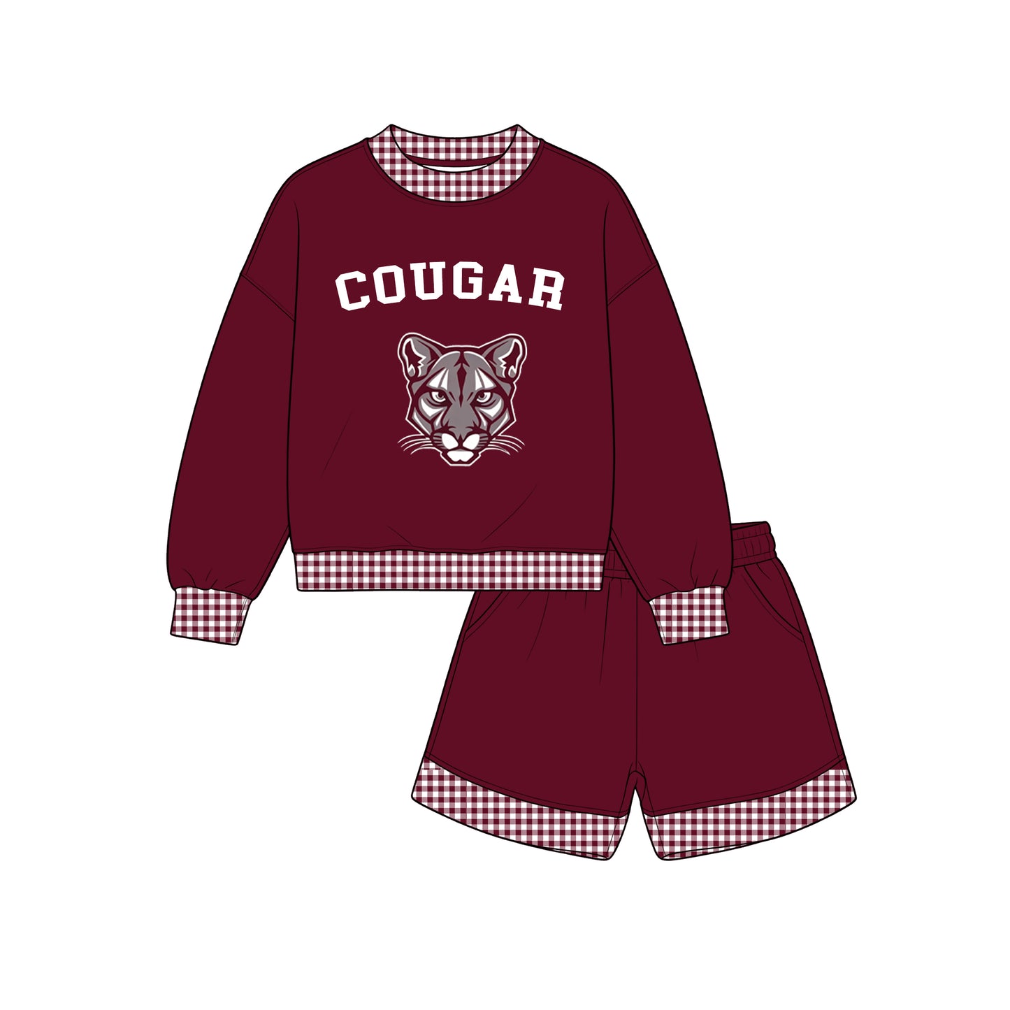 custom moq 5 mix size XY071505 Baby Kids Checked Long Sleeve Top Drawstring Shorts Team Clothes Set