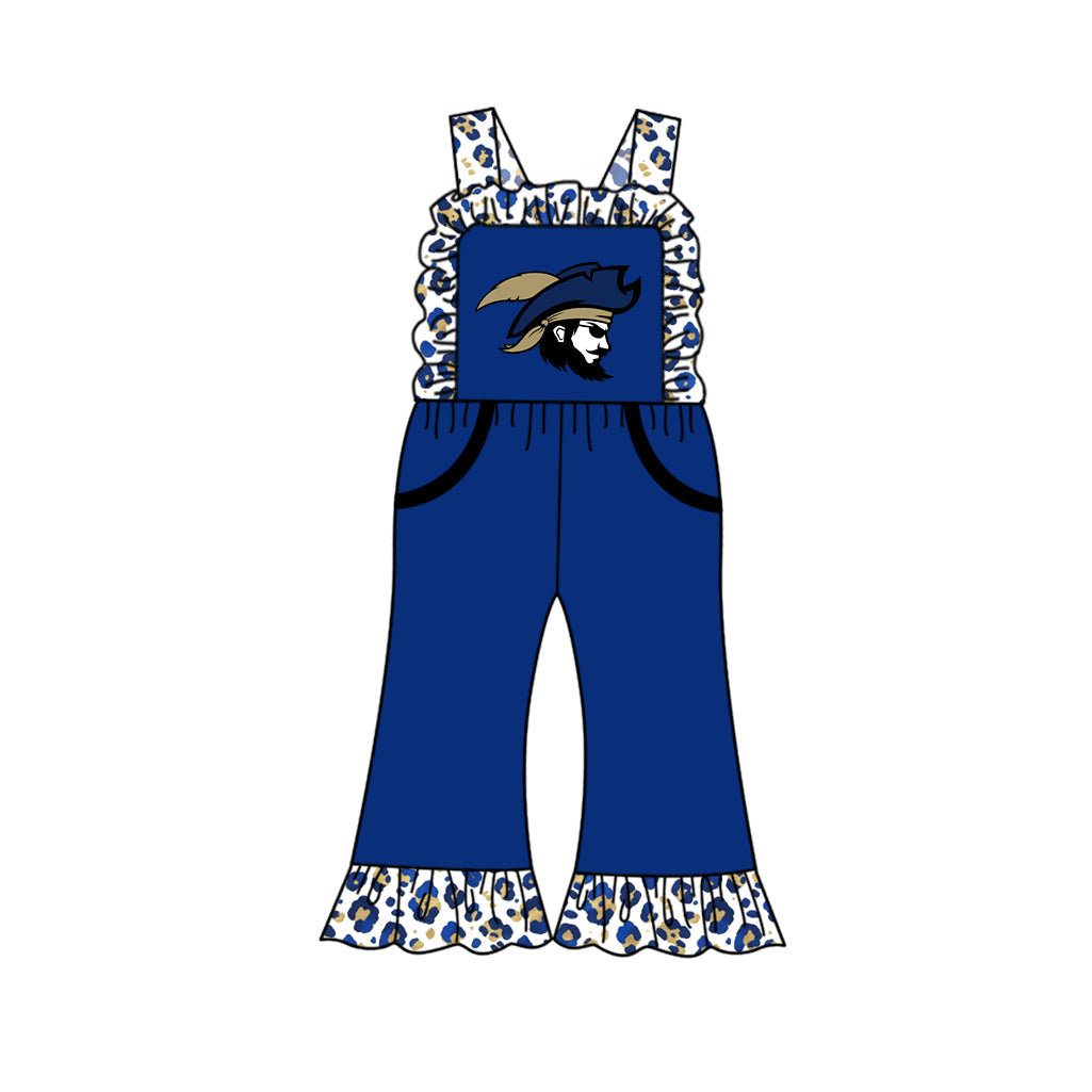 custom moq 5 mix size  XY072505 Baby Girls Leopard Team Print Strap Summer Jumpsuit