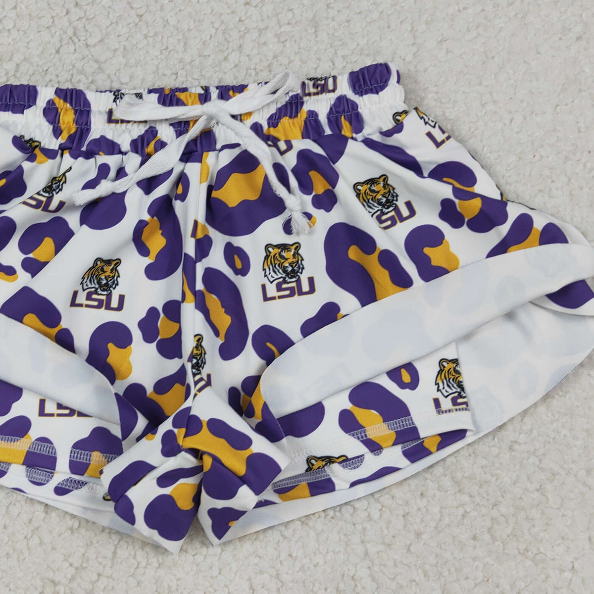 RTS NO MOQ SS0821 Baby Girls Purple Leopard Active Yoga Shorts Team Butterfly Bottoms for Kids