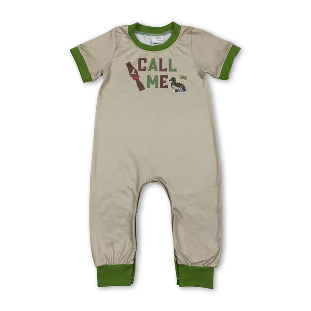 RTS NO MOQ Sibling Baby Boys Deer Fish Ducks Hunting Footie Rompers