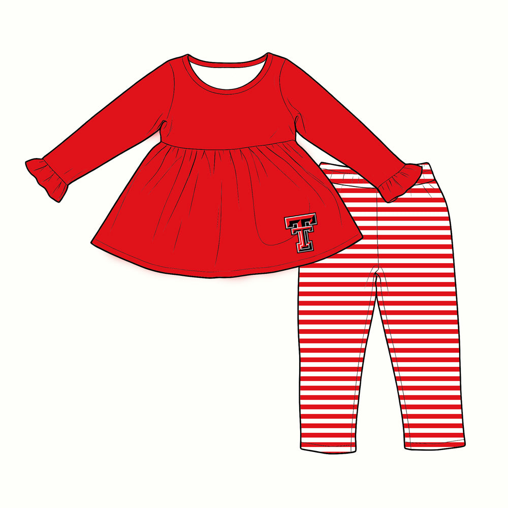 custom moq 5 mix size XY070406 Baby Kids Red Top And Pants Casual Outfit Set