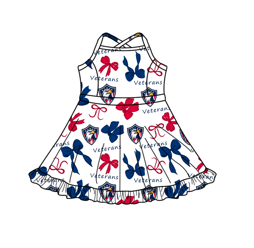 custom moq 5 mix size XY063005 Baby Girls Bows Print Strap Knee Length Yoga Skort Dress