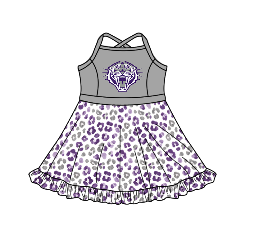 custom moq 5 mix size XY062705 Baby Girls Leopard Print Strap Knee Length Skort Yoga Active Dress