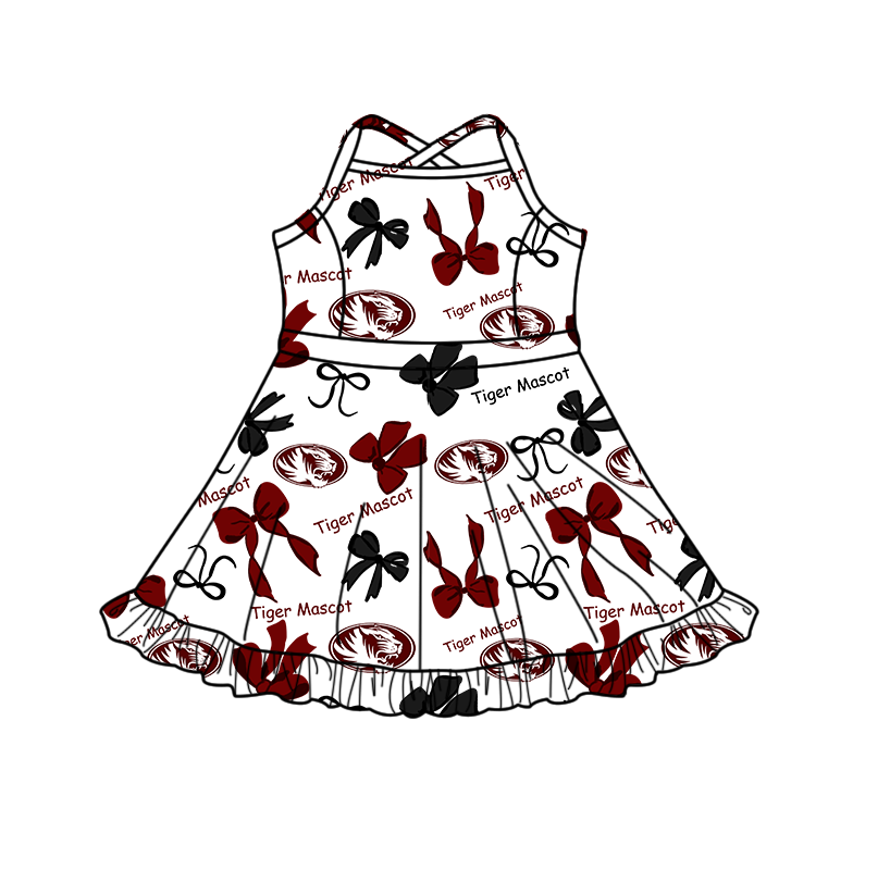 custom moq 5 mix size XY062605 Baby Girls Bows Print Strap Knee Length Skort Yoga Active Dress