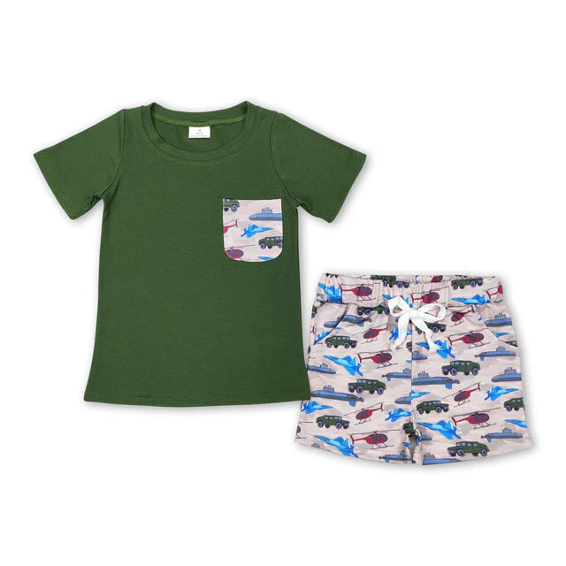 RTS NO MOQ Sibling Baby Boys Hamburger Taco Shirt Top Shorts Clothes Sets