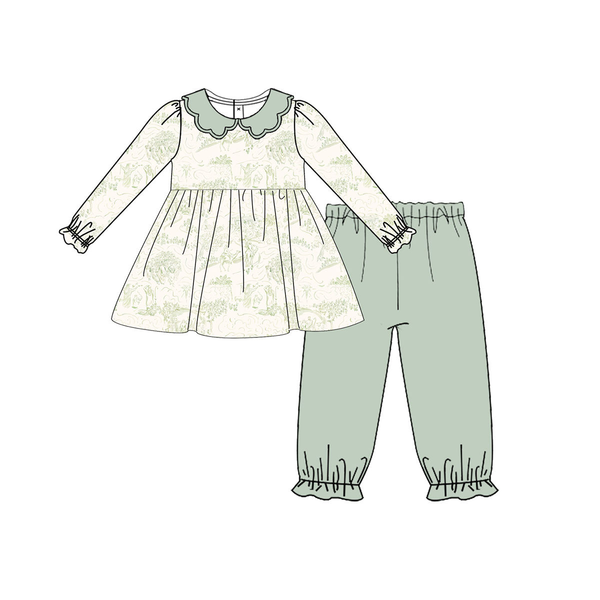Custom moq 5 each style eta 6-7weeks baby girl clothes long sleeve pants set 2 and dress and rompers 2-25.8.15