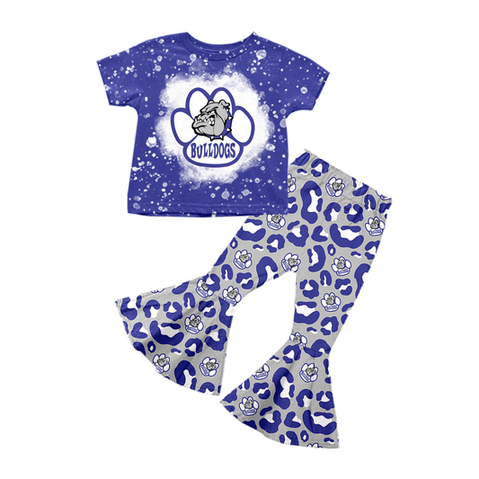 Custom summer teams baby girl clothes team blue short sleeve pants sets-25.9.1
