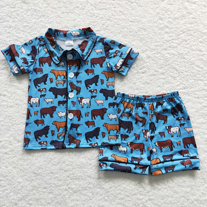 RTS Baby Kids Children Western Summer Shorts Pajamas summer girls pajamas