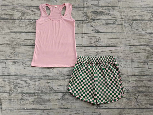 Custom moq 3 eta 6-7weeks baby girls clothes solid color sleeveless shorts sets-25.5.16