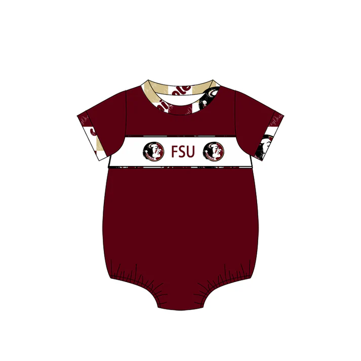 Custom summer teams baby girls clothes team brick red short sleeve shorts sets 2 and briefs sets and rompers-25.7.23