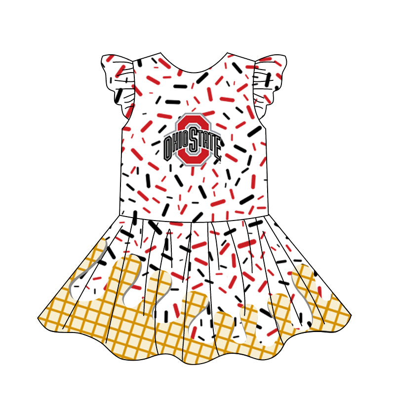 custom moq 3 eta 6-7weeks baby girls clothes team flying Sleeves Dress