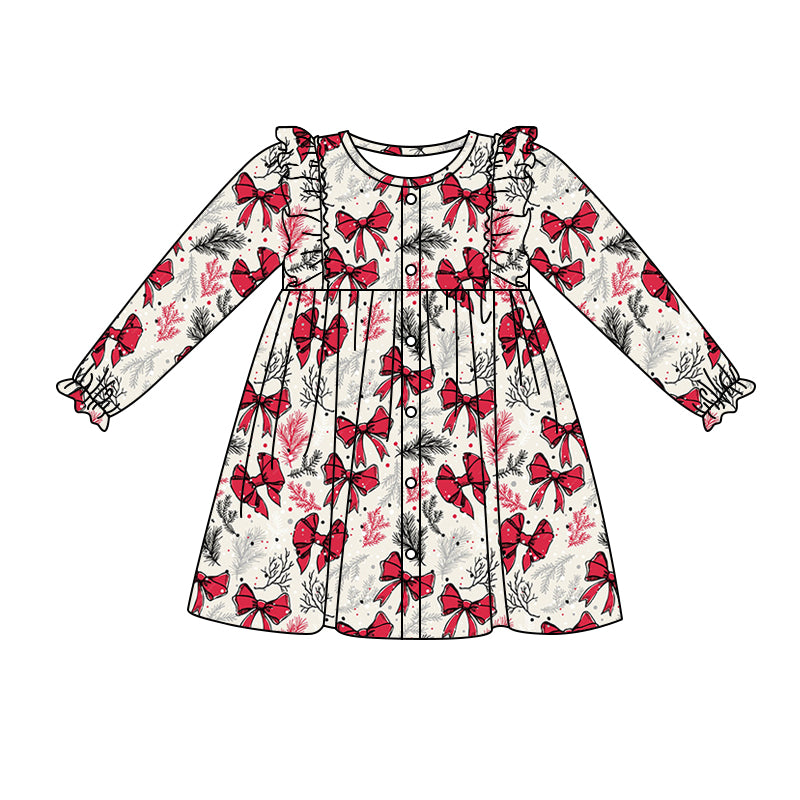 8.30 custom each style moq 5eta 4-6week baby girls clothes bow long sleeve dress