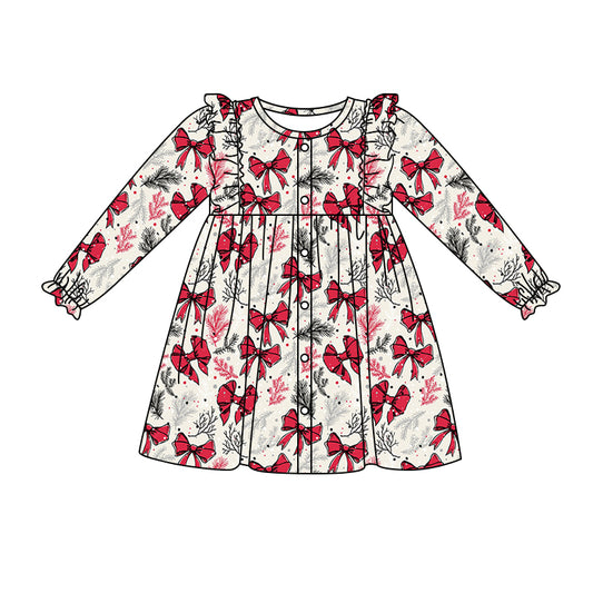 8.30 custom each style moq 5eta 4-6week baby girls clothes bow long sleeve dress