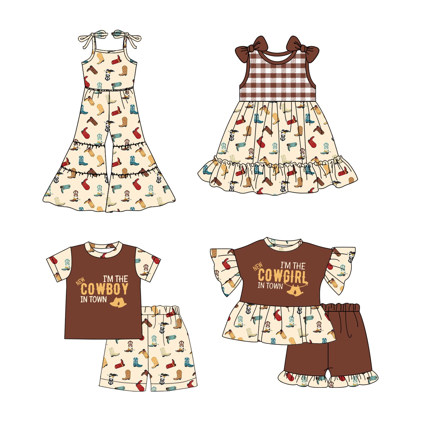 2.19 custom each style moq 5eta 4-6week Sibling Sister boots baby girl sets and dress and jumpsuit match family design