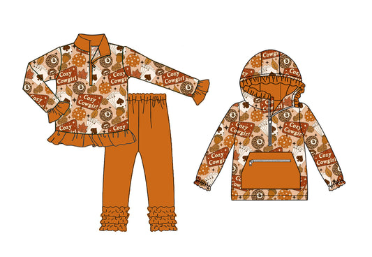 25.7.18 custom each style moq 5eta 4-6week Sibling Sisters fall baby girl long sleeve pants sets and top match family design