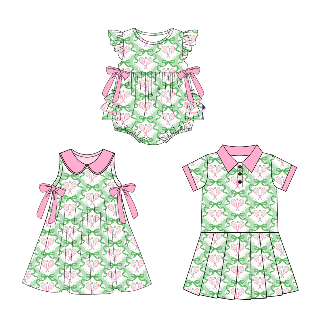 25.10.30 custom each style moq 5 eta 6-8week Sibling Sister bow baby short sleeve romper and dress 2 match design