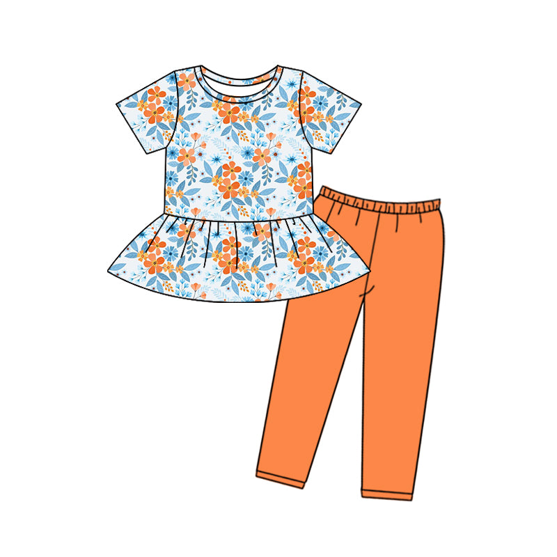 11.3 custom each style moq 5eta 4-6week Sibling Sister floral baby girls short sleeve pants sets 1 and easter girl short sleeve pants sets 2 match design