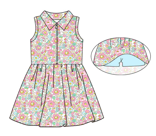 3.26 custom each style moq 5eta 4-6week Sibling Sister floral baby girls clothes Short sleeve yoga dress 1 and dress 5 match family design