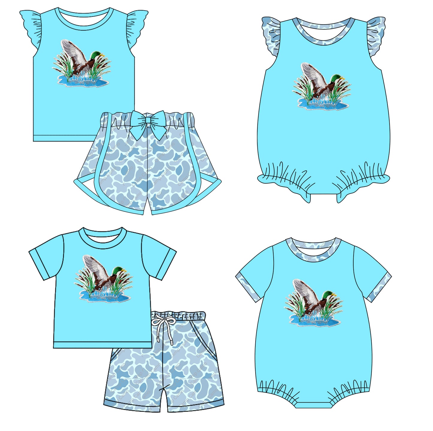 11.28 custom each style moq 5eta 4-6week Sibling Sister duck baby girl short sleeve shorts sets and sets 2 and girls romper and boy romper match design