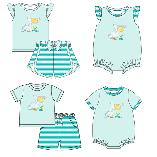 12.19 custom each style moq 5eta 4-6week Sibling Sister baby girl short sleeve shorts sets and sets 2 and girls romper and boy romper match design