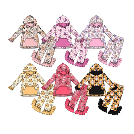25.6.17 custom each style moq 5eta 4-6week Sibling Sisters baby girl long sleeve pants sets 1 and sets 6 match family design