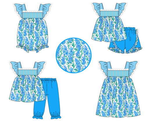 4.4 custom each style moq 5eta 4-6week Sibling Sisters floral baby girl short sleeve pants sets and shorts sets and dress and rompers match family design