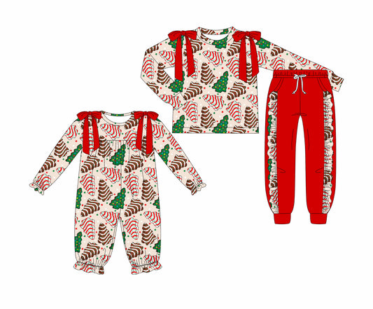 25.7.1 custom each style moq 5eta 4-6week Sibling Sisters Christmas red baby girl long sleeve pants sets and rompers match family design