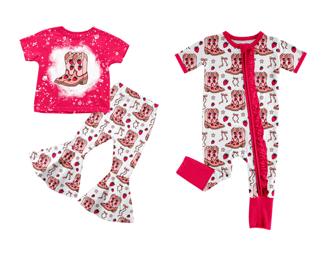 11.6 custom each style moq 5eta 4-6week Sibling Sister boots rose red baby girls short sleeve sets and rompers match design