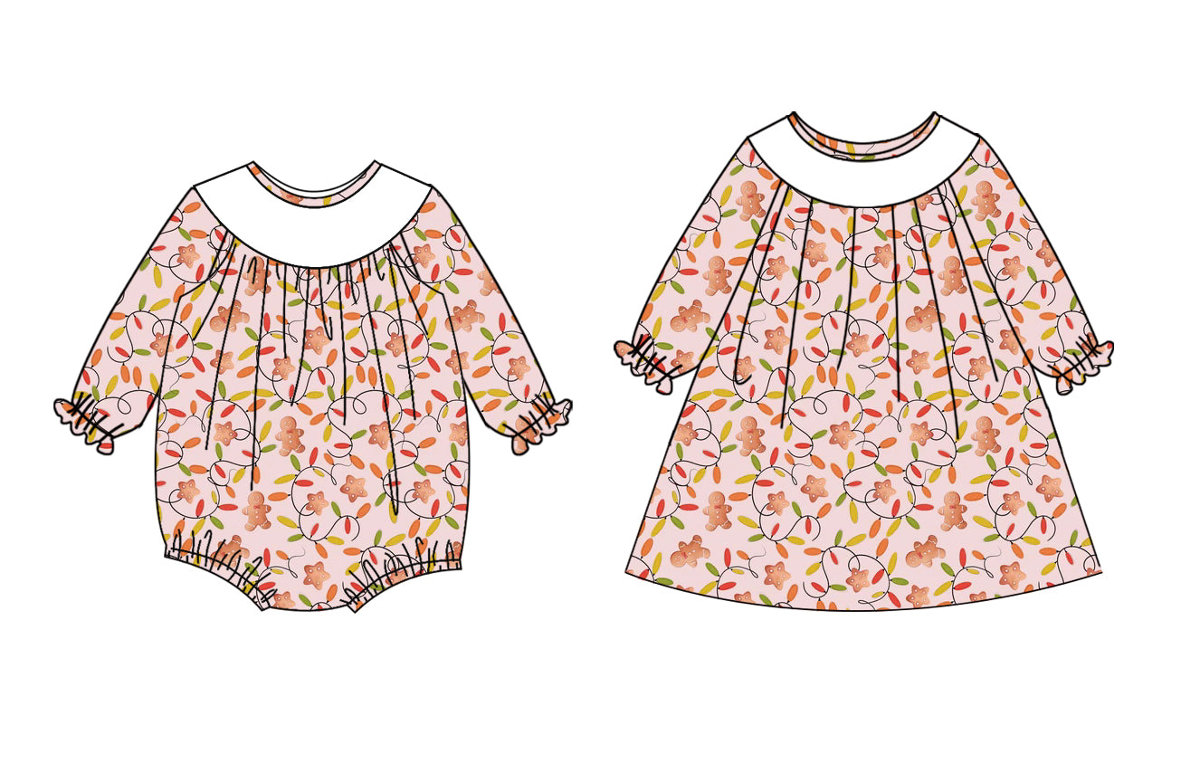 25.6.14 custom each style moq 5eta 4-6week Sibling Sisters baby girl long sleeve dress and rompers match family design