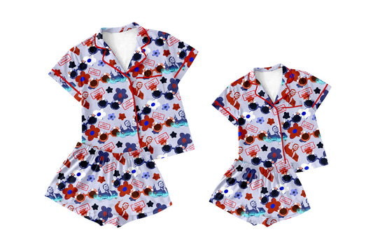 11.11 custom each style moq 5eta 4-6week Sibling Sister baby girl short sleeve shorts sets and adult sets match design
