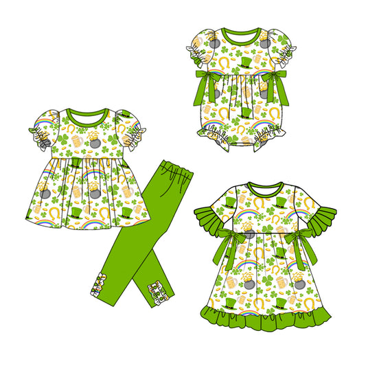 25.9.19 custom each style moq 8 eta 6-8week Sibling Sisters baby girl short sleeve pants sets and dress and rompers match family design